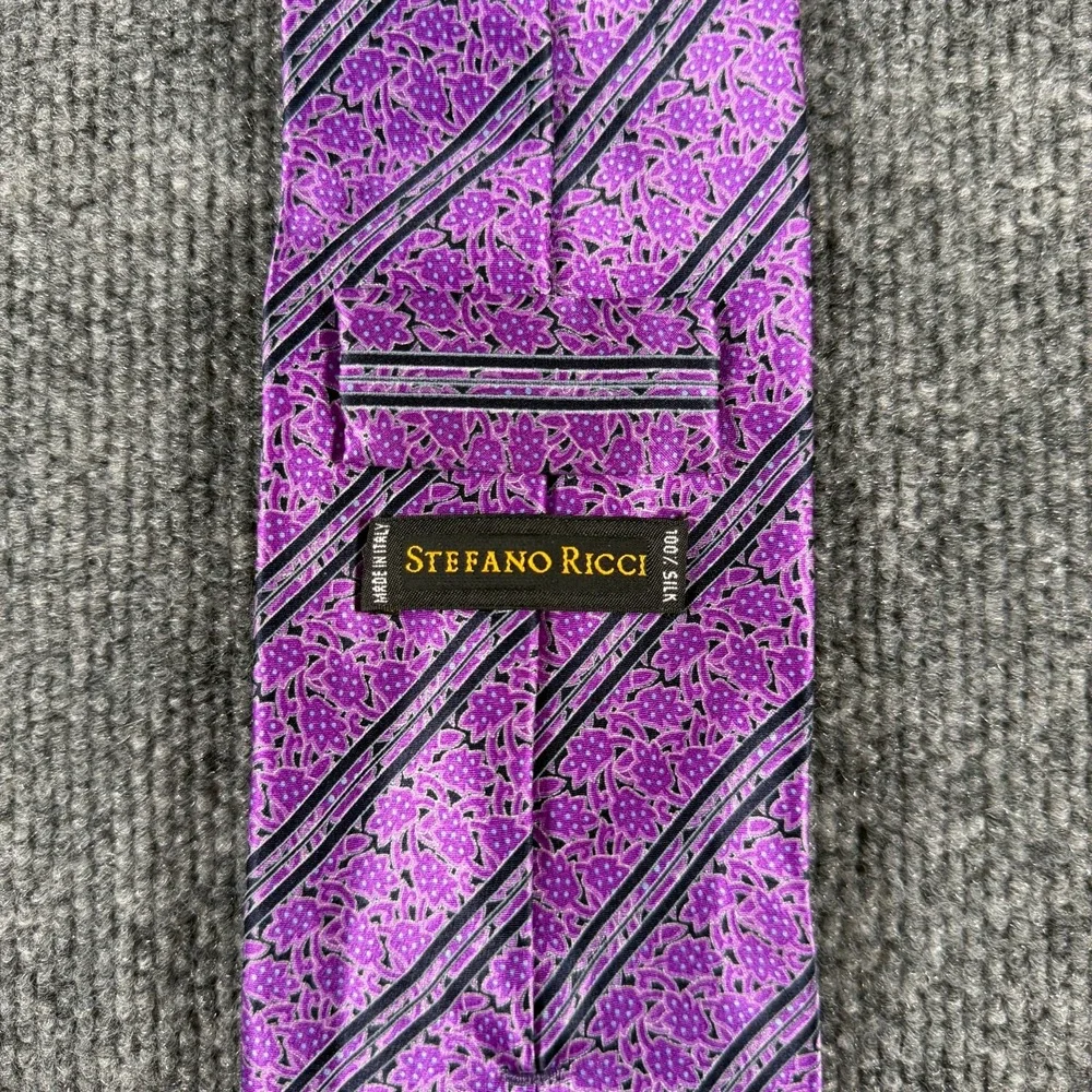 Stefano Ricci Purple Blue Floral Silk Men Tie 3.75